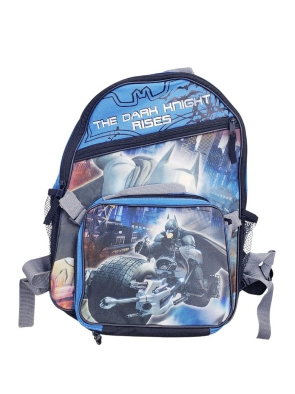 Batman The Dark Knight Rises Backpack Blue & Black With Detachable Lunchbox